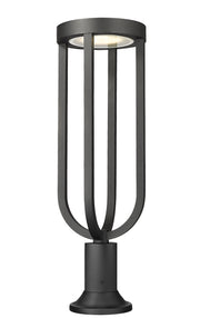 Leland 1 Light 9" Outdoor Post Mount Fixture in Sand Black, Pier Mount, 6.25" Base