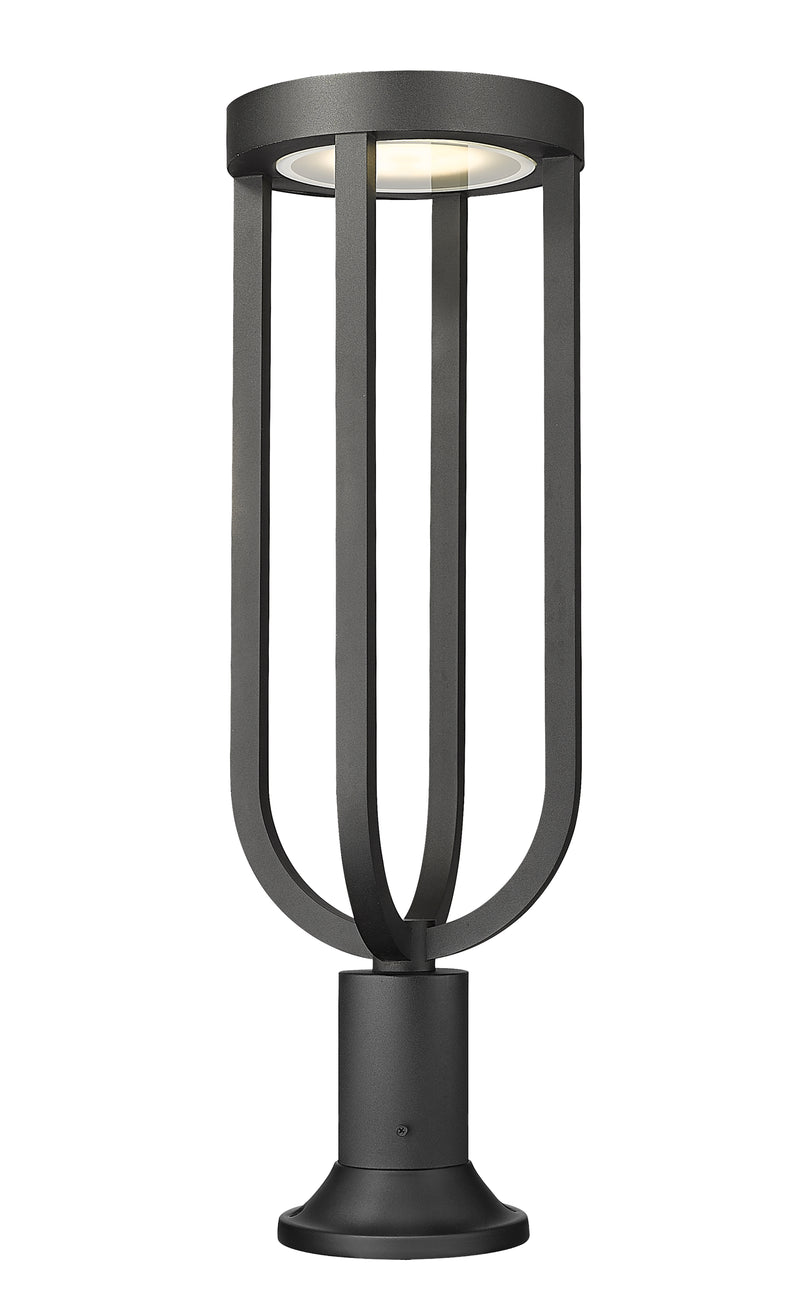 Leland 1 Light 9" Outdoor Post Mount Fixture in Sand Black, Pier Mount, 6.25" Base