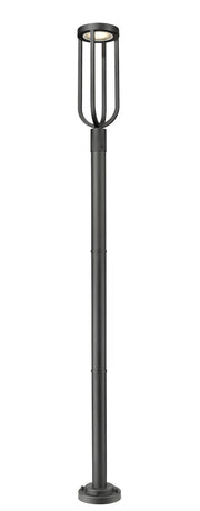 Leland 1 Light 9" Outdoor Post Mount Fixture in Sand Black, 76" Cast Post, 9" Base