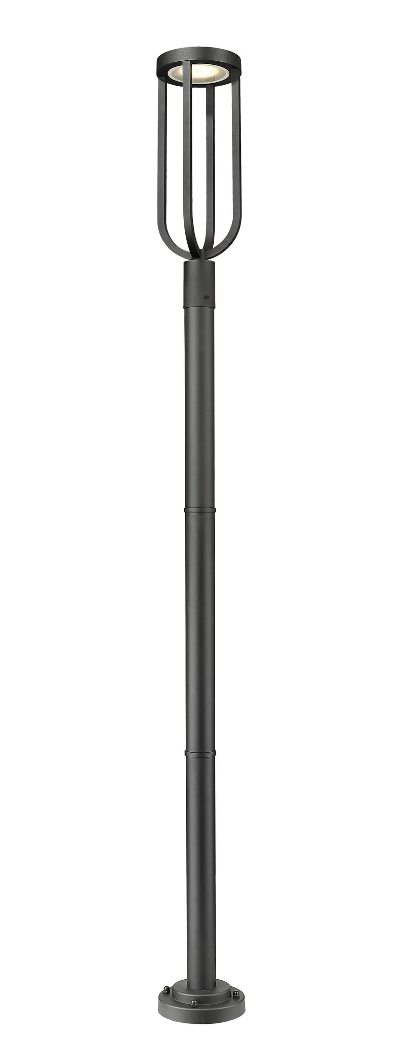 Leland 1 Light 9" Outdoor Post Mount Fixture in Sand Black, 76" Cast Post, 9" Base