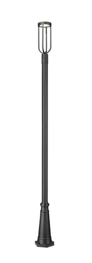 Leland 1 Light 7" Outdoor Post Mount Fixture in Sand Black, 96" Post, 10" Decorative Base
