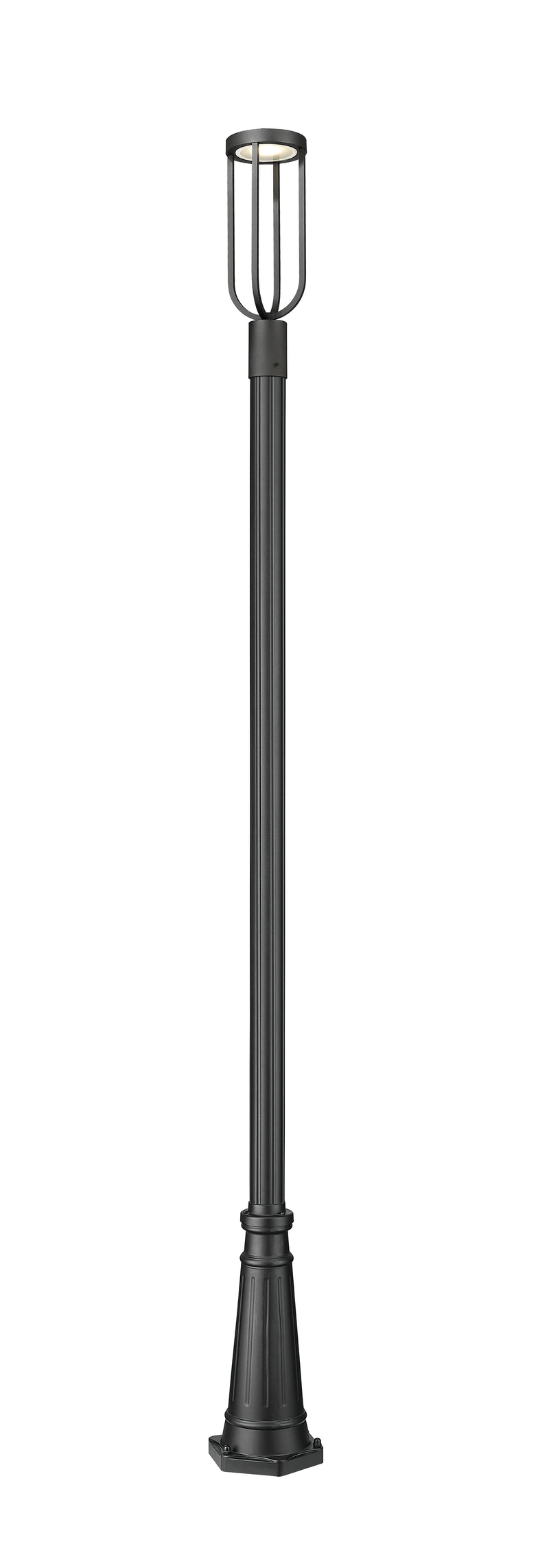 Leland 1 Light 7" Outdoor Post Mount Fixture in Sand Black, 96" Post, 10" Decorative Base