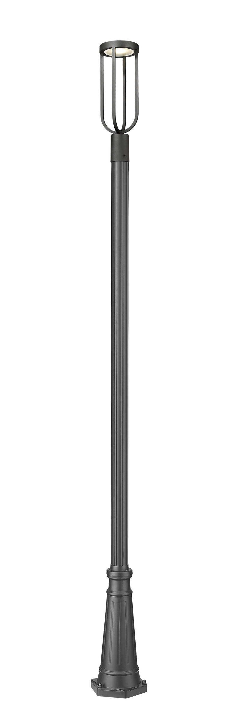 Leland 1 Light 7" Outdoor Post Mount Fixture in Sand Black, 96" Cast Post, 10" Base