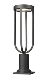 Leland 1 Light 7" Outdoor Post Mount Fixture in Sand Black, Pier Mount, 6" Base