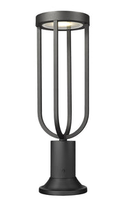 Leland 1 Light 7" Outdoor Post Mount Fixture in Sand Black, Pier Mount, 6.25" Base