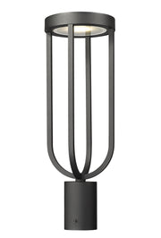 Leland 1 Light 7" Outdoor Post Mount Fixture in Sand Black, Post Top Only