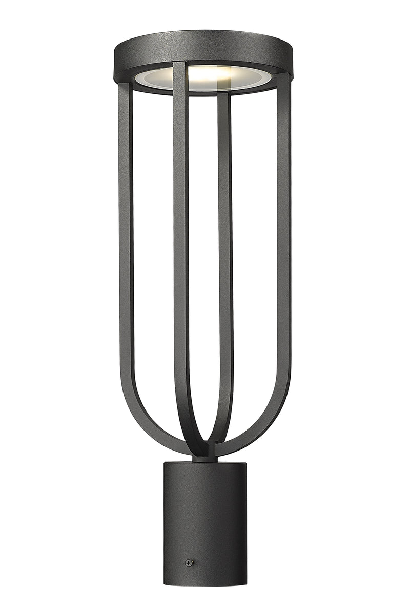Leland 1 Light 7" Outdoor Post Mount Fixture in Sand Black, Post Top Only