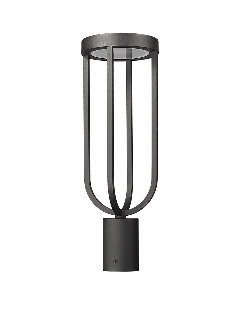 Leland 1 Light 7" Outdoor Post Mount Fixture in Sand Black, Post Top Only
