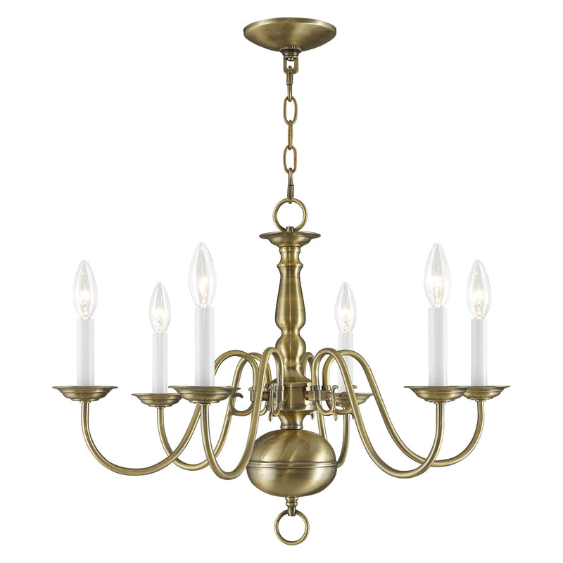 Williamsburgh 6-Light Chandelier in Antique Brass