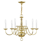 Williamsburgh 6-Light Chandelier in Polished Brass