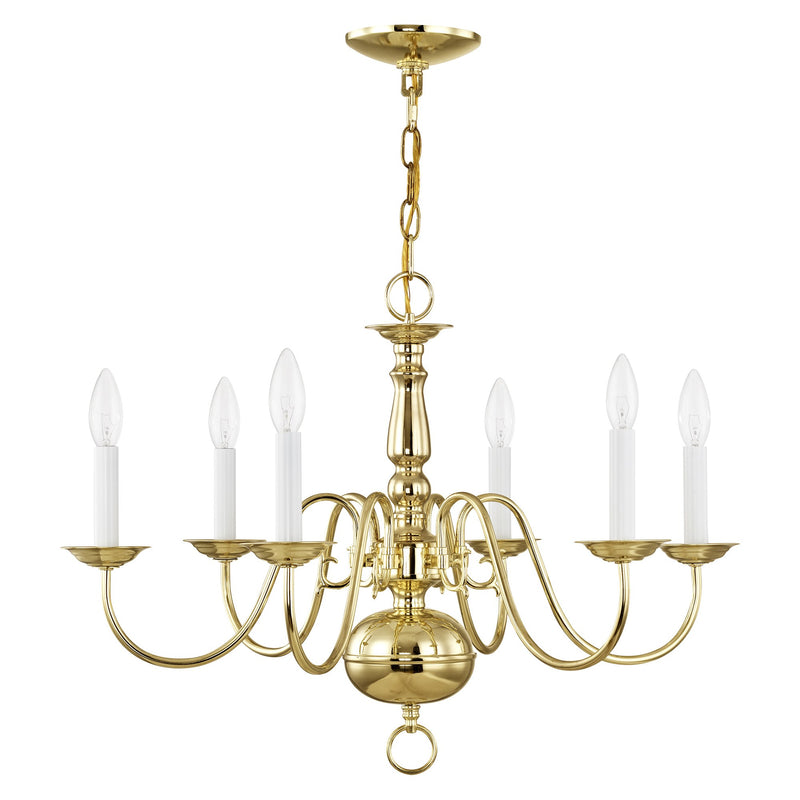 Williamsburgh 6-Light Chandelier in Polished Brass