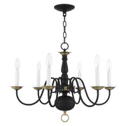 Williamsburgh 6-Light Chandelier in Black with Antique Brass Accents