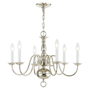 Williamsburgh 6-Light Chandelier in Polished Nickel
