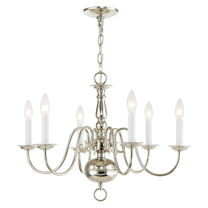 Williamsburgh 6-Light Chandelier in Polished Nickel