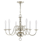 Williamsburgh 6-Light Chandelier in Polished Nickel