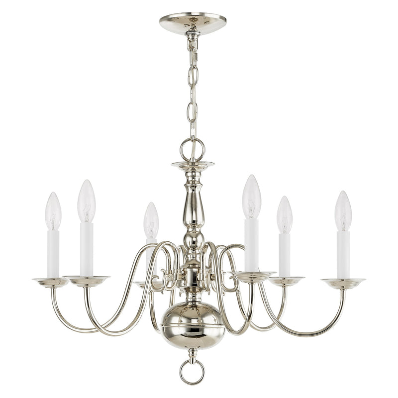Williamsburgh 6-Light Chandelier in Polished Nickel