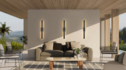 Stylet 4 Light 4.75" Outdoor Wall Light, 48" Tall in Sand Black in a room setting
