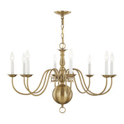 Williamsburgh 8-Light 32" Chandelier in Antique Brass