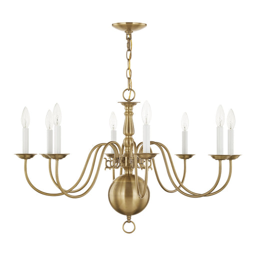 Williamsburgh 8-Light 32" Chandelier in Antique Brass