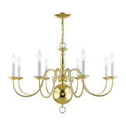 Williamsburgh 8-Light 32" Chandelier in Polished Brass