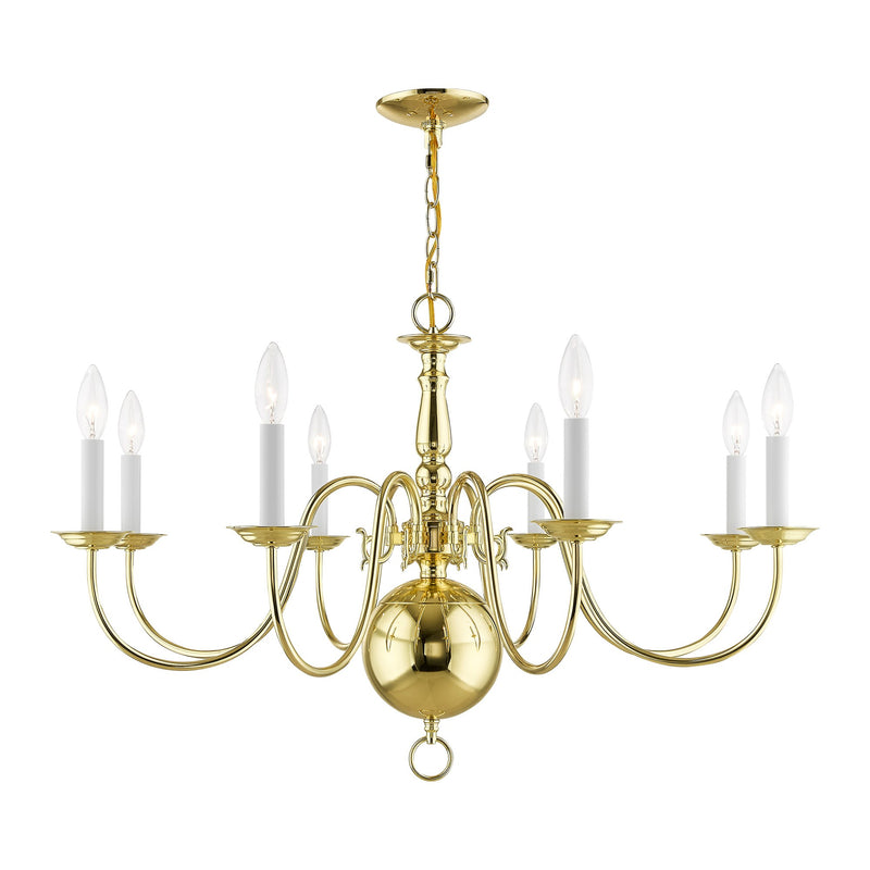 Williamsburgh 8-Light 32" Chandelier in Polished Brass