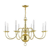 Williamsburgh 8-Light 32" Chandelier in Polished Brass