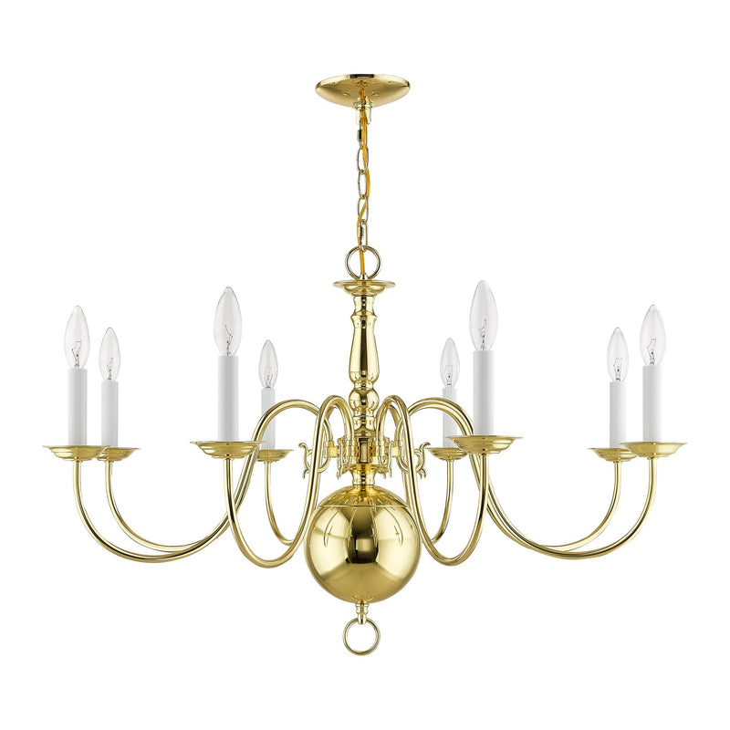 Williamsburgh 8-Light 32" Chandelier in Polished Brass