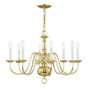 Williamsburgh 8-Light 26" Chandelier in Polished Brass