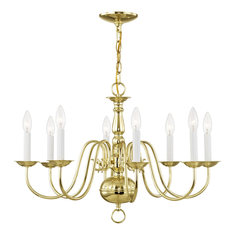 Williamsburgh 8-Light 26" Chandelier in Polished Brass