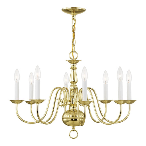 Williamsburgh 8-Light 26" Chandelier in Polished Brass