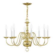 Williamsburgh 8-Light 26" Chandelier in Polished Brass