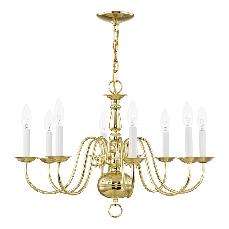 Williamsburgh 8-Light 26" Chandelier in Polished Brass
