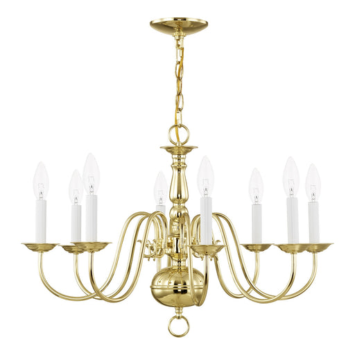 Williamsburgh 8-Light 26" Chandelier in Polished Brass
