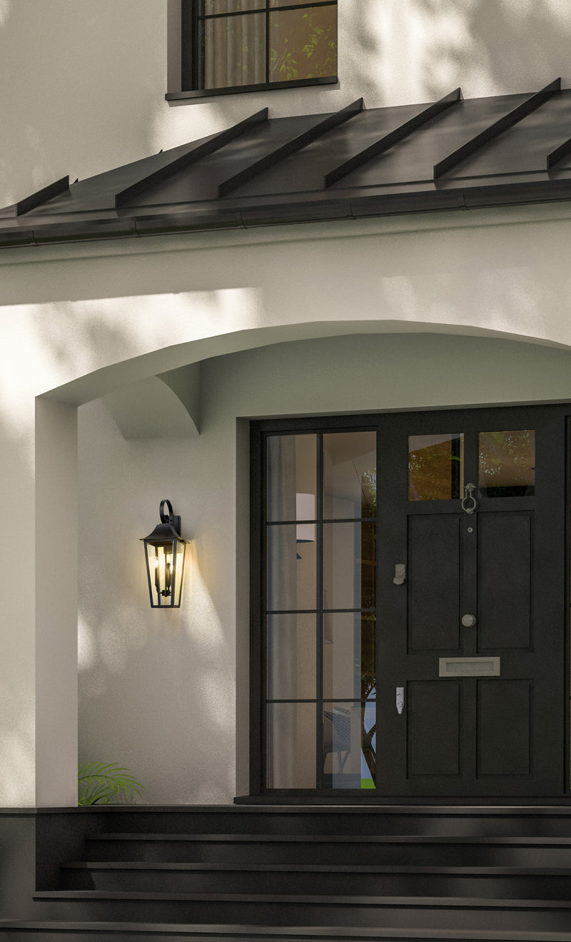 Gannon 3 Light 10" Outdoor Wall Light in Black in a room setting