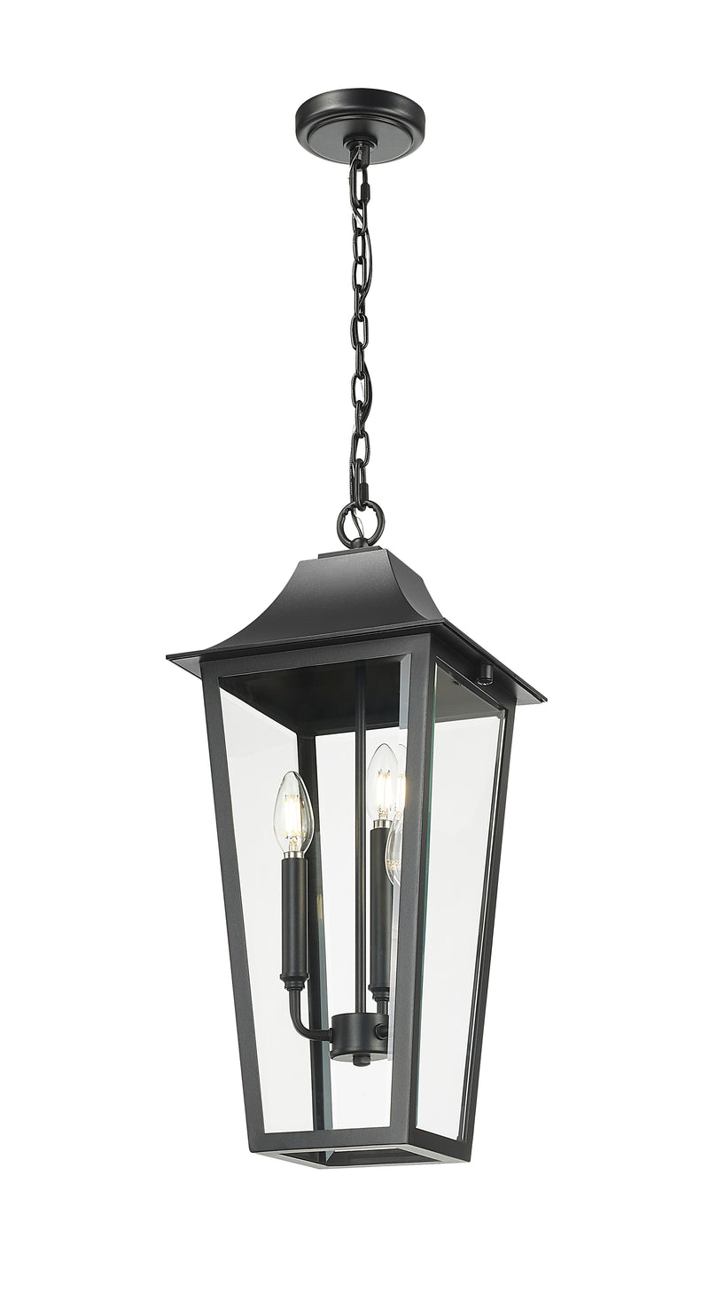 Gannon 3 Light 10" Outdoor Chain Mount Ceiling Fixture in Black