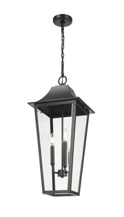 Gannon 3 Light 12" Outdoor Chain Mount Ceiling Fixture in Black