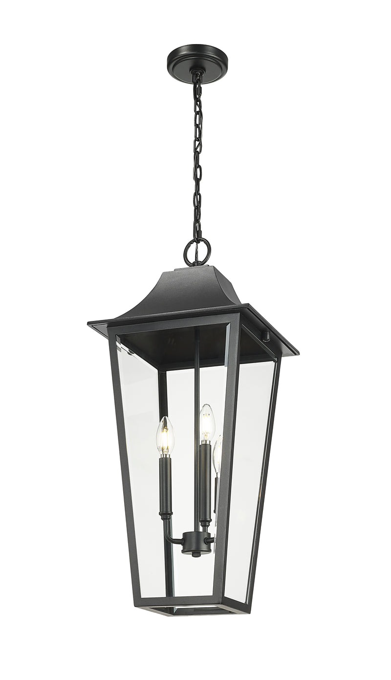 Gannon 3 Light 12" Outdoor Chain Mount Ceiling Fixture in Black