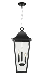 Gannon 3 Light 12" Outdoor Chain Mount Ceiling Fixture in Black