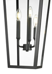 Gannon 3 Light 12" Outdoor Chain Mount Ceiling Fixture in Black
