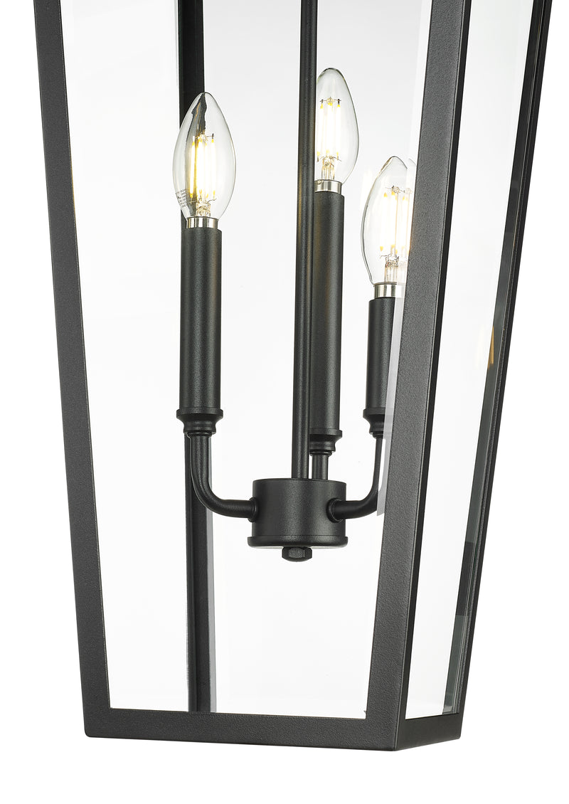 Gannon 3 Light 12" Outdoor Chain Mount Ceiling Fixture in Black