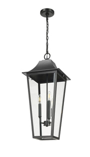 Gannon 3 Light 12" Outdoor Chain Mount Ceiling Fixture in Black