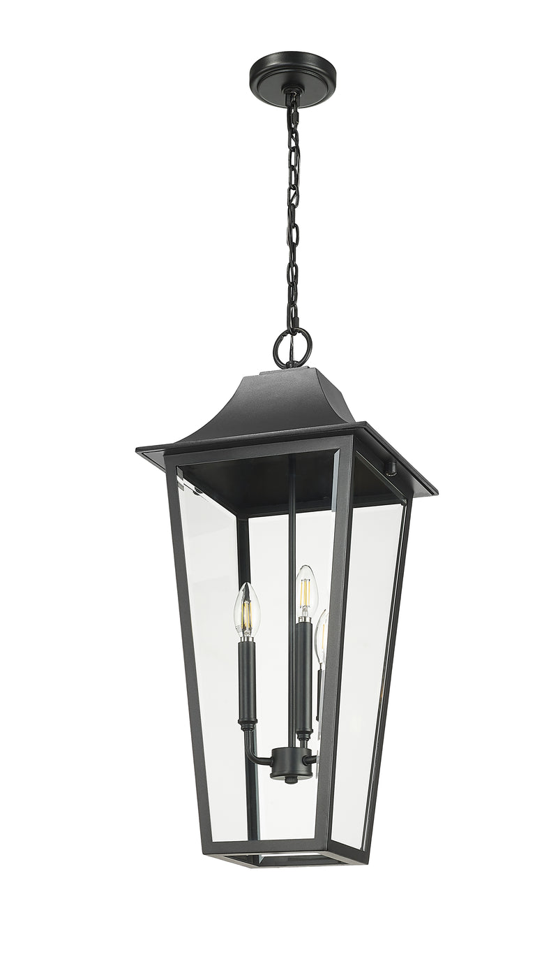 Gannon 3 Light 12" Outdoor Chain Mount Ceiling Fixture in Black