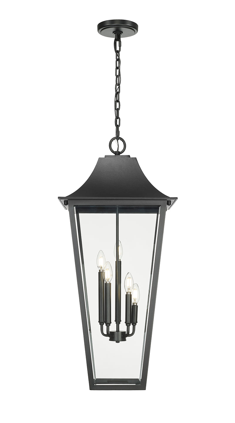Gannon 5 Light 16" Outdoor Chain Mount Ceiling Fixture in Black