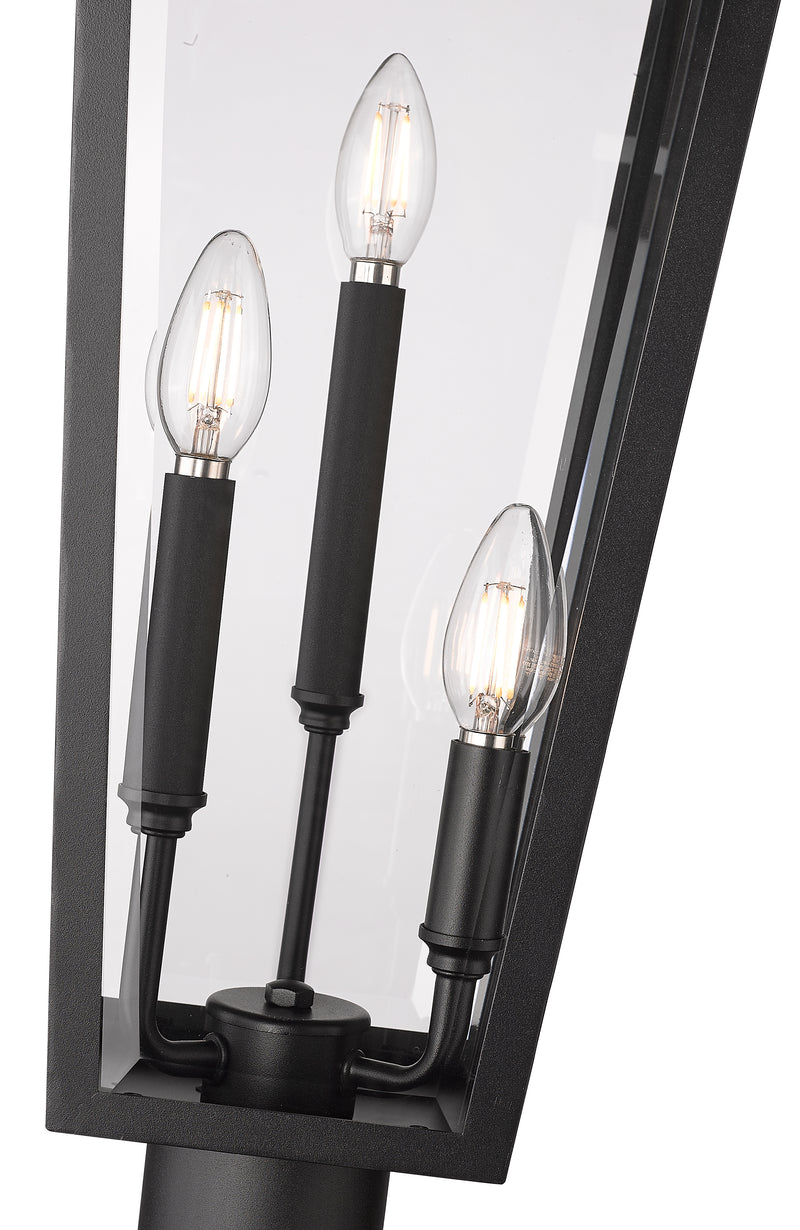 Gannon 3 Light 10" Outdoor Post Mount Fixture in Black