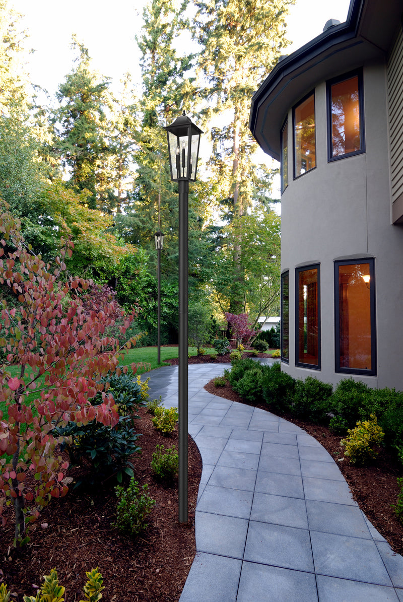 Gannon 3 Light 10" Outdoor Post Mount Fixture in Black in a room setting