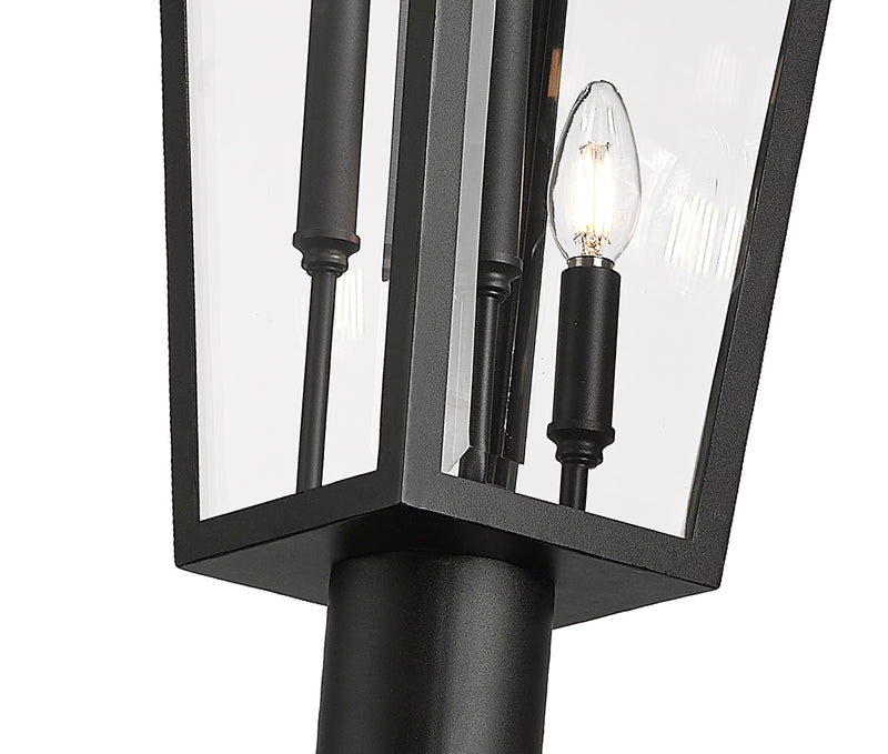 Gannon 3 Light 10" Outdoor Post Mount Fixture in Black