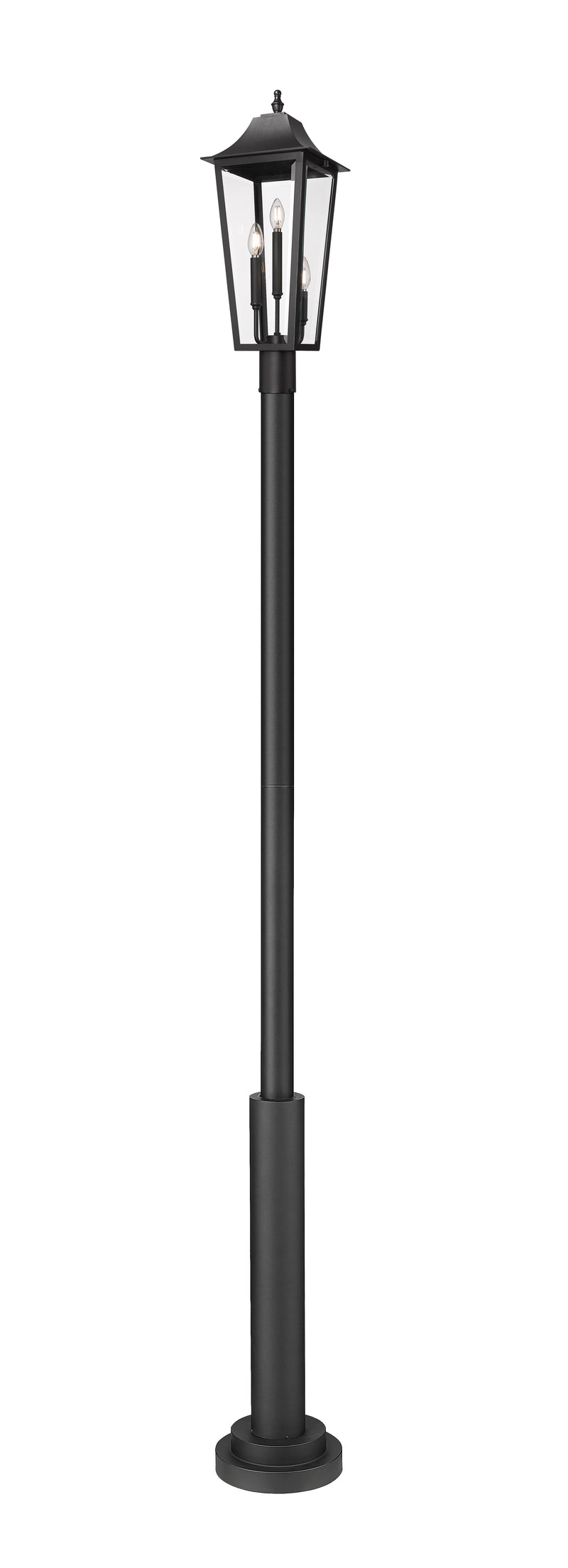 Gannon 3 Light 10" Outdoor Post Mount Fixture in Black