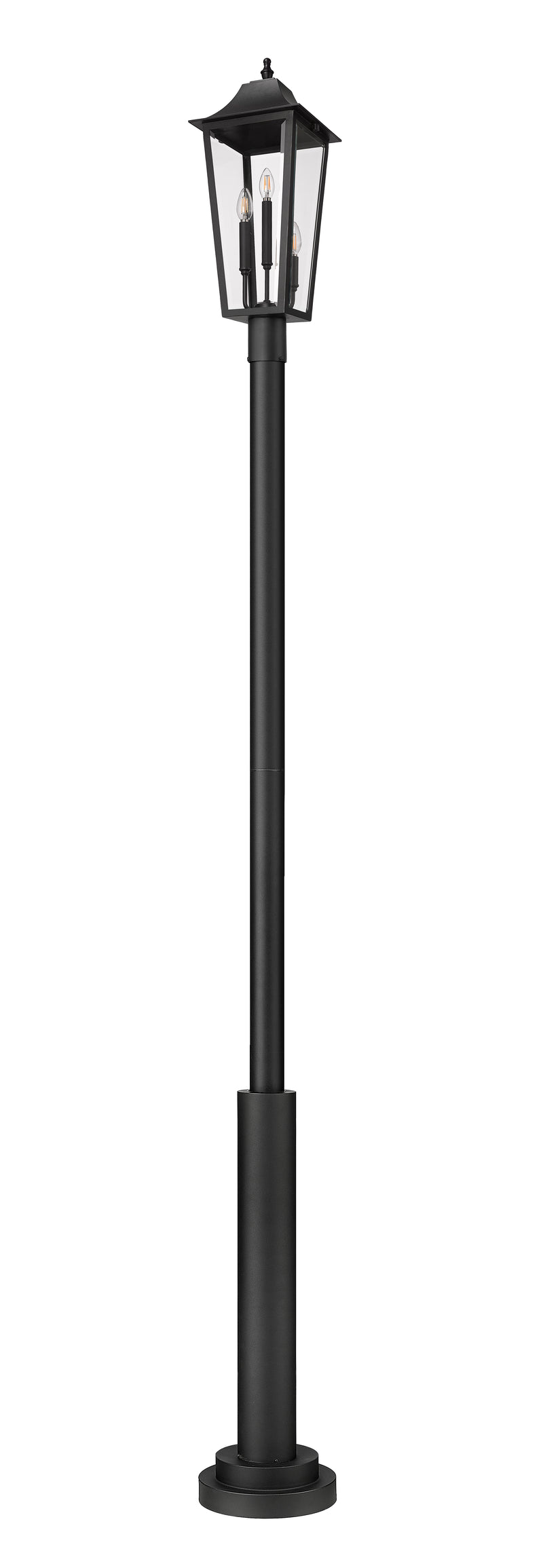 Gannon 3 Light 10" Outdoor Post Mount Fixture in Black