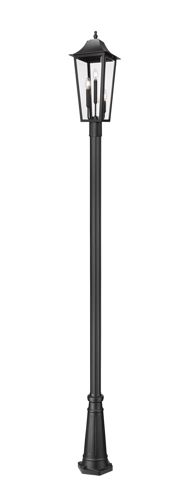 Gannon 3 Light 10" Outdoor Post Mount Fixture in Black