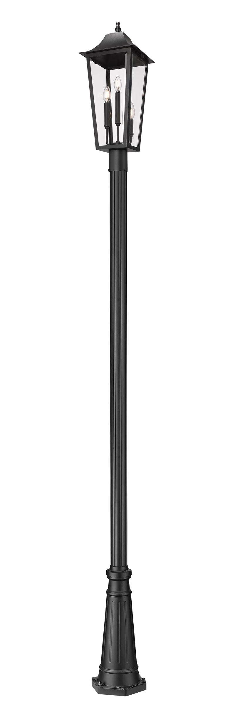 Gannon 3 Light 10" Outdoor Post Mount Fixture in Black